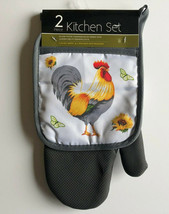 French Country Rooster 2-Piece Potholder Oven mitt Set Country Neoprene ... - £19.07 GBP