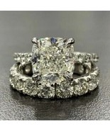 2Ct Cushion Cut Lab Created Diamond Engagement  Ring Set 14K White Gold Plated - $268.05 CAD