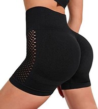 Women&#39;s Workout Yoga Shorts, Seamless High Waist Lifting Booty Shorts,  ... - £10.12 GBP