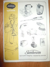 Vintage Sumbeam Appliances Product Brochure 1972 - $5.99