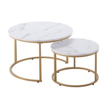 VEVOR Nesting Coffee Table Set of 2, 27.6 in Round Coffee Table, Nesting... - $128.99