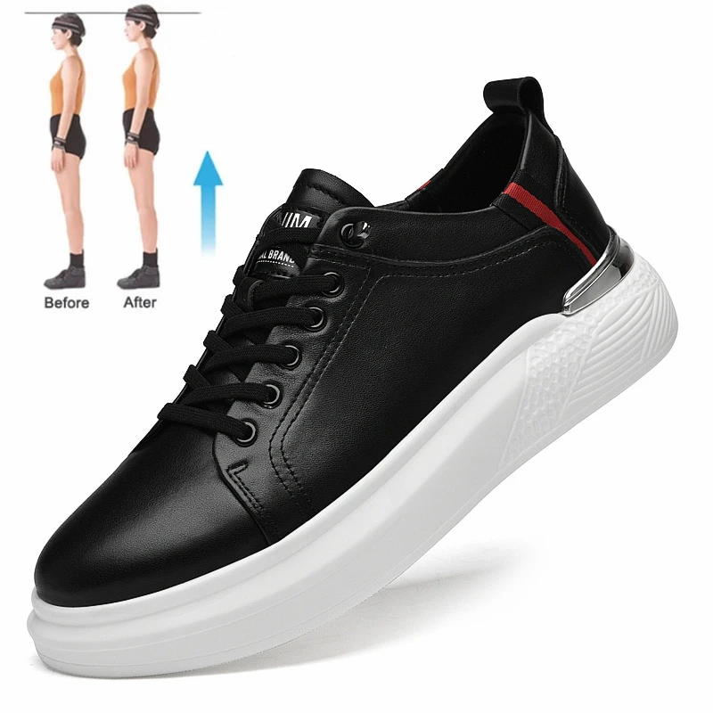 New White Casual Shoes Lift Sneakers Man Elevator Shoes Height Increase ... - $74.56
