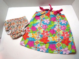 Rare Too! Girls Floral Sundress Size 18 Months Bright Colorful Dress with Bottom - £7.78 GBP