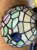 VTG Tiffany Style Multi-Colored Stained Glass Lamp Shade 8.5”Diameter x 4” - £38.22 GBP