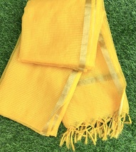 Yellow Chanderi Dupatta With Gold Border, Stole For women, Indian Fashion DP014 - £8.75 GBP