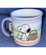 Colorful Stripes 19oz Coffee Mug Snoopy &amp; Easter Bunny Basket Eggs New C... - £15.74 GBP
