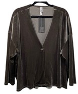 Marla Wynne Womens Silver Velvet Cardigan Topper One Button 3/4 Sleeve S... - $22.72