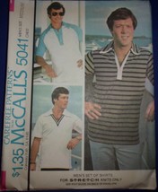 McCall’s Men’s Set Of Shirts For Unbonded Knits Size Medium #5041 Uncut - £3.98 GBP