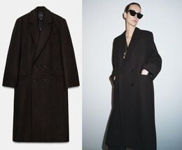 $229 ZARA OVERSIZED BROWN DOUBLE-BREASTED WOOL COAT ZW COLLECTION - S - $189.00
