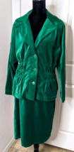 Joan Rivers 2 Pc Suit Green Velour Skirt Suit 1X - £18.15 GBP