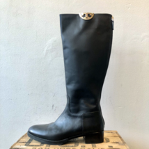 9 - Tory Burch $495 Black Smooth Leather Back Zip Sidney Tall Boots 0818LS - $200.00