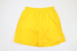 Vtg 90s Reebok Mens XL Spell Out Lined Nylon Above Knee Shorts Baggies Yellow - $59.35