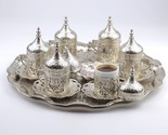 27 Ct Coffee Serving Cup Saucer Gift Set Ottoman Turkish Greek Silver - $98.01