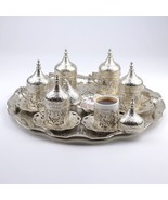 27 Ct Coffee Serving Cup Saucer Gift Set Ottoman Turkish Greek Silver - £77.12 GBP