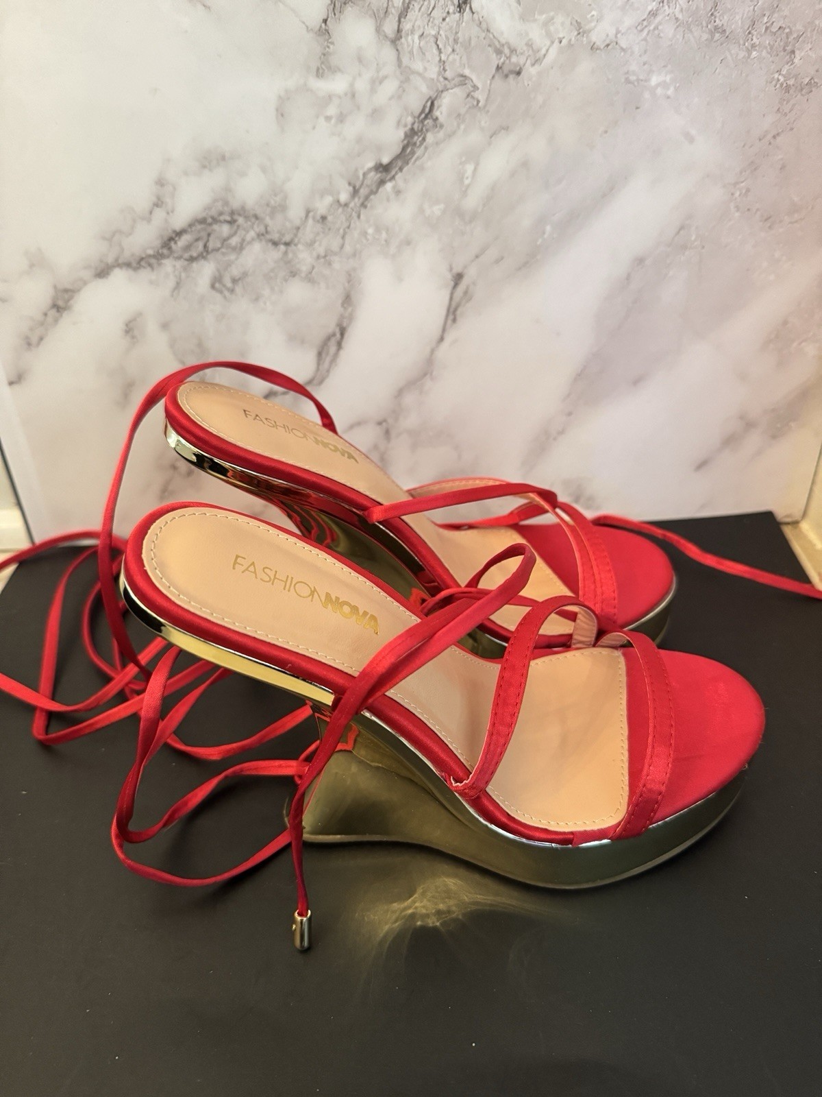 Fashion Nova Red Steffie Size 7  - $14.85