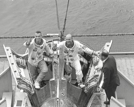 Gemini 9 astronauts Cernan and Stafford exit capsule aboard USS Wasp Photo Print - £7.08 GBP