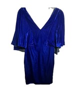 Badgley Mischka Flair Sleeve V-Neck Mini Velour Dress Women&#39;s 4 Electric... - $45.48 CAD