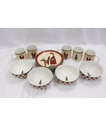 Folk Art Santa Zak Christmas Plates Bowls Mugs Lot of 15 Xmas - $48.21 CAD