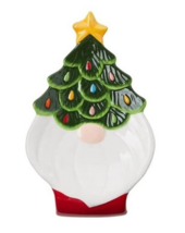 Santa Gnome Spoon Rest Holiday Retro Plate Christmas Tree Hat Star Stone... - $330.74 MXN