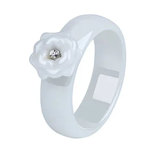 Cute Rings Jewelry With Pink Flower One Bling Crystal Full Pink Ceramic Rings Ne - £19.06 GBP