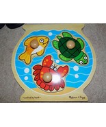 Melissa &amp; Doug Fish Bowl Jumbo Knob 3 Pc Puzzle Wooden For Ages 1+ EUC - $20.70