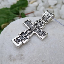 New Pendant Cross Jesus Christ Crucifix Orthodox Russian Sterling 925 Silver Men - £126.27 GBP