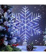 VIHOSE 12&quot; Lighted Snowflake Tree Topper Metal Battery Operated Xmas Decor - $108.31 MXN