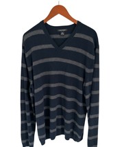 Banana Republic Cotton Cashmere V-Neck Sweater Blue Stripes Size XLarge - $19.79