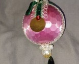 Satin Push Pin Christmas Ornament MCM Pink White Green Gold Vintage Hand... - £12.02 GBP