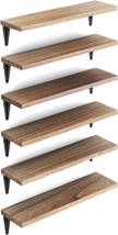 Wallniture Arras Floating Shelves For Wall, Wood Wall Shelves, Burned Set Of 6 - $35.22