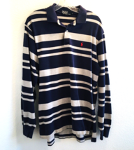 Vtg 90s Polo Ralph Lauren Horizontal Stripes Long Sleeve Polo Made In USA Size L - £26.08 GBP
