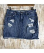 TOMMY HILFIGER Women&#39;s Size 10 Blue Denim Distressed Jean Skirt - $330.58 MXN