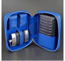 Brizard and Co Traveler -Black Caiman Alligator & Blue Leather Traveler NIB image 3