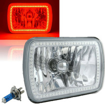 7X6&quot; Red SMD LED Halo Angel Eye Clear Headlight 55/60W Halogen Light Bulb EACH - £61.66 GBP