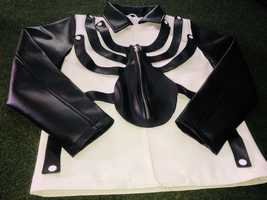 Men Black Spider White Motorcycle Racing Fashion Leather Jacket Genuine ... - £141.59 GBP