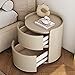 Round Leather Bedside Table, Modern Slate Top Side Table with 2 Drawers for Bedr Item image 8