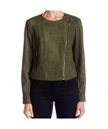 BB Dakota Women&#39;s Allerton Faux Suede Cropped Moto Jacket Size M Green - $40.72 CAD