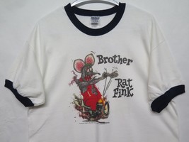 Rare Ed Big Daddy Roth Brother Rat Fink Bike Motorcycle Ringer T Shirt Sz L - £75.66 GBP