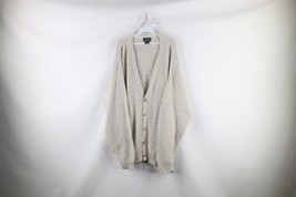 Vtg 90s Streetwear Mens Large Tall Distressed Cotton Knit Cardigan Sweater USA - £47.44 GBP