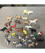 vintage TOYS PLASTIC Rubber FARM ANIMALS lot 1960s 42 Pieces cow sheep h... - $41.11 CAD