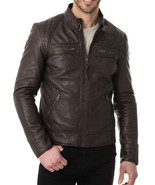 Mens Leather Jacket Stylish SlimFit Genuine Lambskin Motorcycle Bomber B... - $161.03 CAD