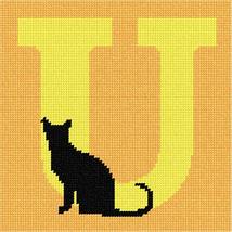 Pepita Needlepoint kit: Letter U Black Cat, 7&quot; x 7&quot; - £39.82 GBP+