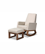 Roana Gray Fabric Upholstered Rocking Chair and Ottoman Set - $13,219.80 MXN