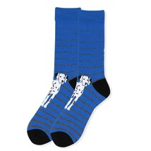 Parquet Men&#39;s Fun Crew Socks Shoe Size 6-12.5 Dalmatian Dog Novelty Blue... - £9.12 GBP
