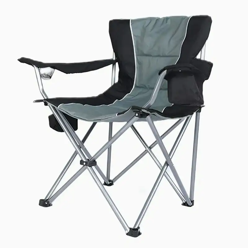 Oversized Folding Camping Chair Duty Padded Quad Chair with Cup Holder for - £62.97 GBP