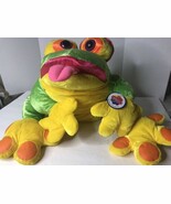 Vintage Nanco Bright Green Yellow Orange Pink Jumbo Frog Plush Stuffed A... - $558.42 MXN