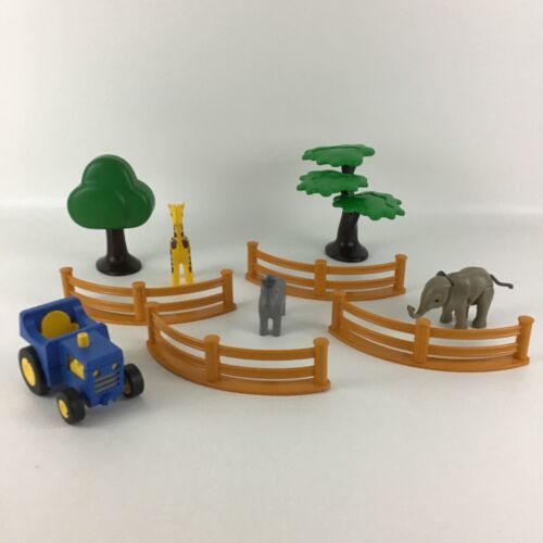 Playmobil 123 Playset Zoo Animals Tractor Trees Fence Elephant Horse Geobra 2006 - $32.62