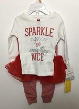 Carter&#39;s Sparkle Spice Nice 3 Piece 12 Months Baby Girl T-Shirt Tutu Leggings - £19.06 GBP