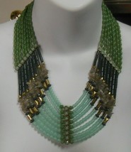 Vintage Lia Sophia Multi-Strand Blue/Green Beaded Necklace - £27.37 GBP