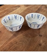 Vintage Chinese Porcelain Rice Bowls Set Of 2 White &amp; Blue Ming Style - €25,60 EUR